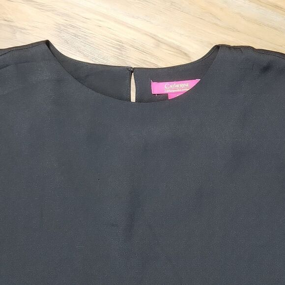 🧚♂️Catherine Malandrino Black Flutter Sleeve Top Small - Picture 5 of 11
